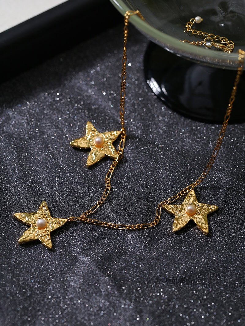Stunning Gold Pentagram Necklace with Stars & Planet Charm - Perfect for Witchy Aesthetic, Boho Jewelry & Gothic Fashion