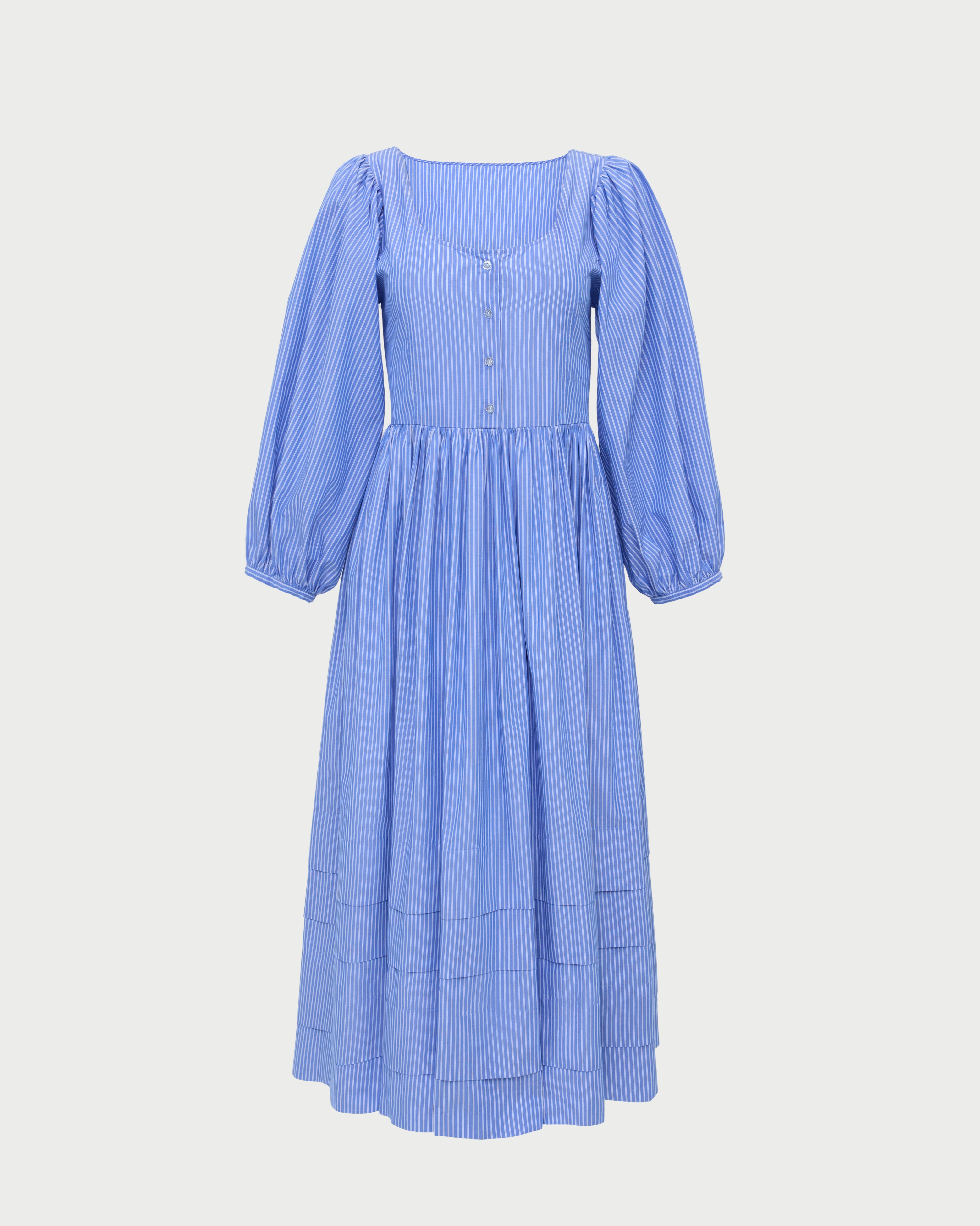 Diane Blue Striped Dress for Women - Flowy Summer Midi Dress with Pockets | Perfect for Beach Vacations, Date Nights & Casual Outings