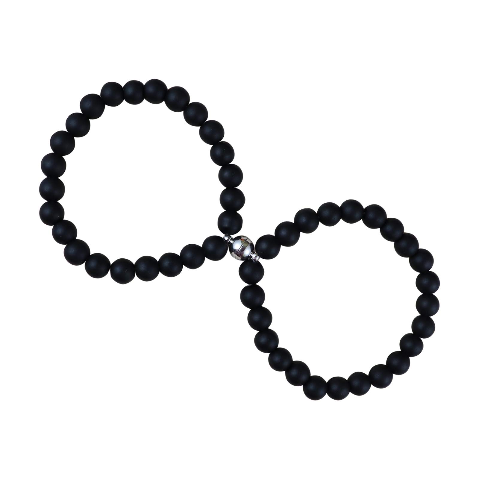 1 Pair Couples Bracelets Set - Natural Stone & Volcanic Beads Matching Stretch Bracelets for Women & Men - Romantic Gift for Lovers, Long Distance Relationship Jewelry - Perfect for Anniversaries, Valentine's Day & Couple Matching Accessories