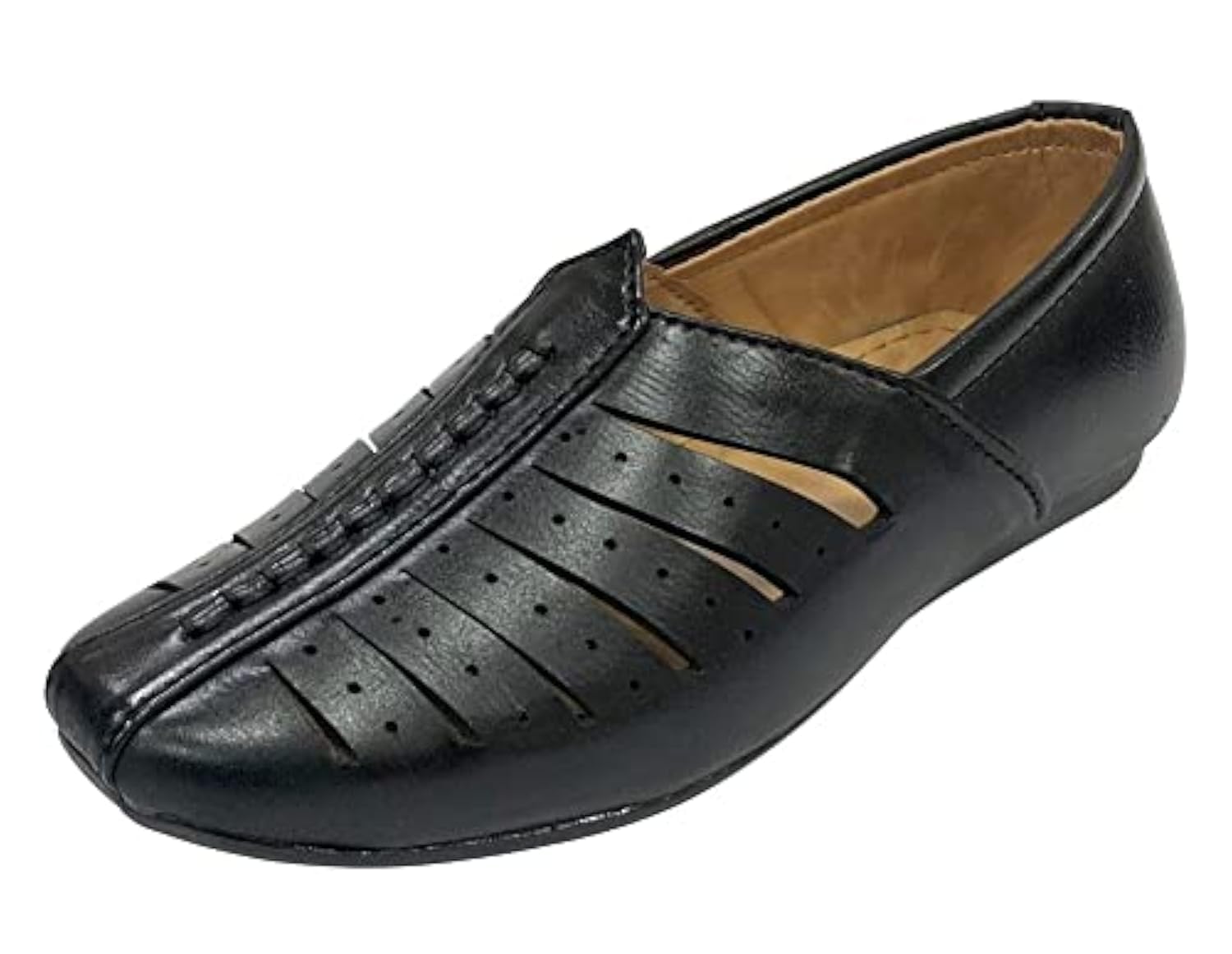 Stylish Ethnic Punjabi Mojari Juttis for Boys - Toddler to Big Kid Sizes | Traditional Sherwani & Kurta Dress Shoes | Black Loafers for Weddings, Festivals & Cultural Events