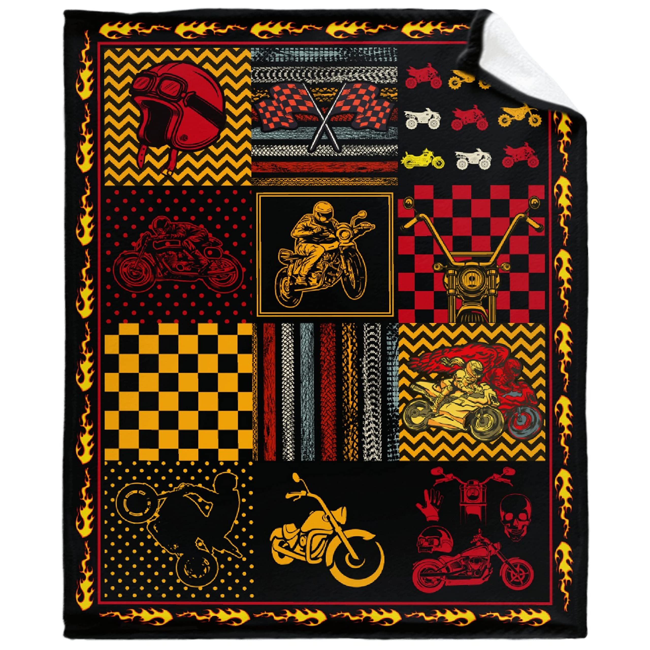 Premium Motorcycle Themed Fleece Blanket - Soft Plush Flannel Throw for Bed, Couch & Chair - Extra Large 120x90 Inches - Perfect Gift for Riders, Boys & Girls - Ideal for Home Decor, Camping & Road Trips