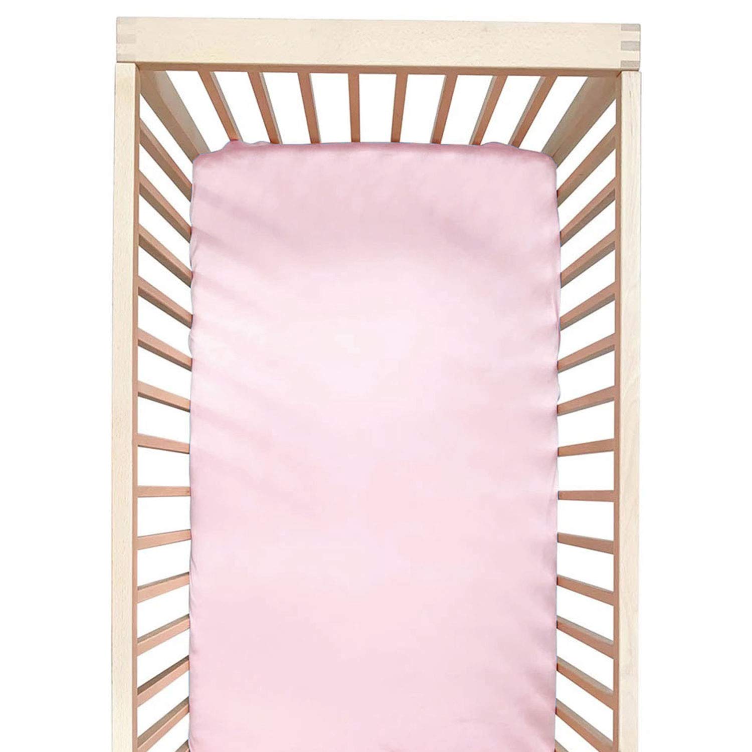 100% Mulberry Silk Crib Sheet for Baby - Soft Breathable Standard Crib Mattress Fitted Sheet 28x52 Inches - Hypoallergenic & Gentle on Baby Hair - Perfect for Nursery, Baby Shower Gift & Newborn Sleep Comfort (Pink)