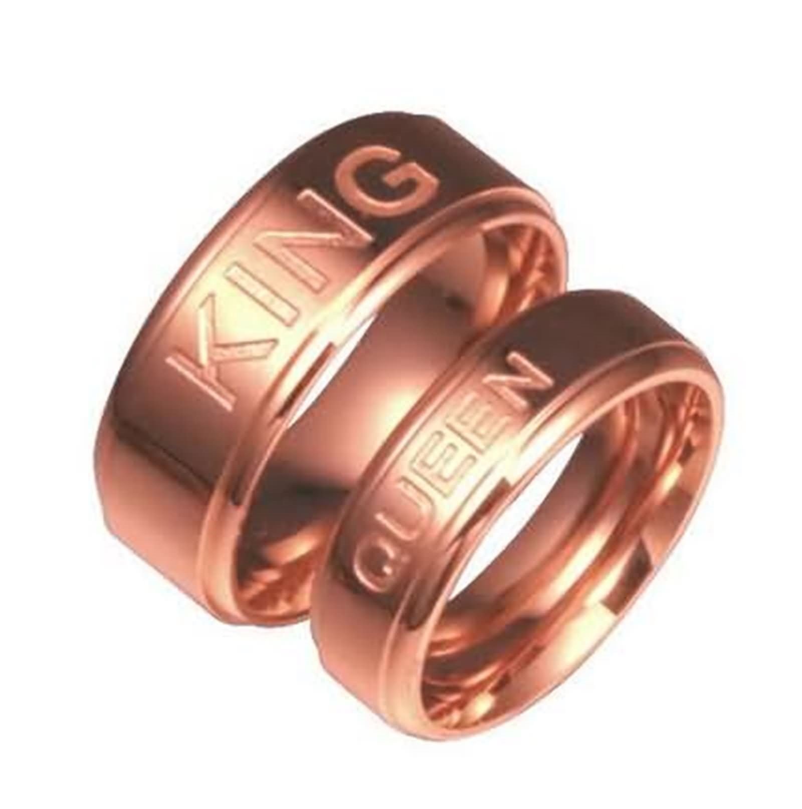 Aokarry His and Her 6MM Stainless Steel King and Queen Rose Gold Couple Rings for Anniversary, Wedding, and Valentine's Day Gifts