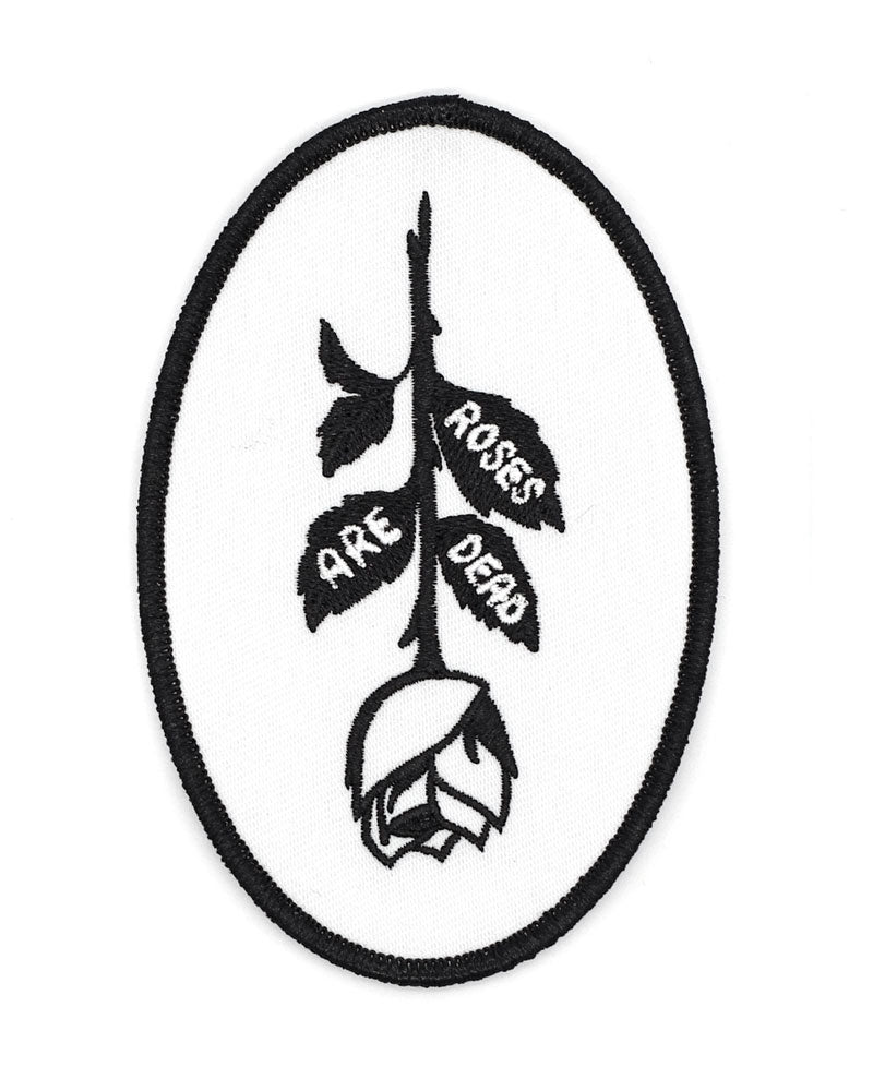 Roses Are Dead Iron-On Patch - Gothic Embroidered Badge for Jackets, Bags & DIY Crafts - Perfect for Punk, Grunge & Alternative Fashion
