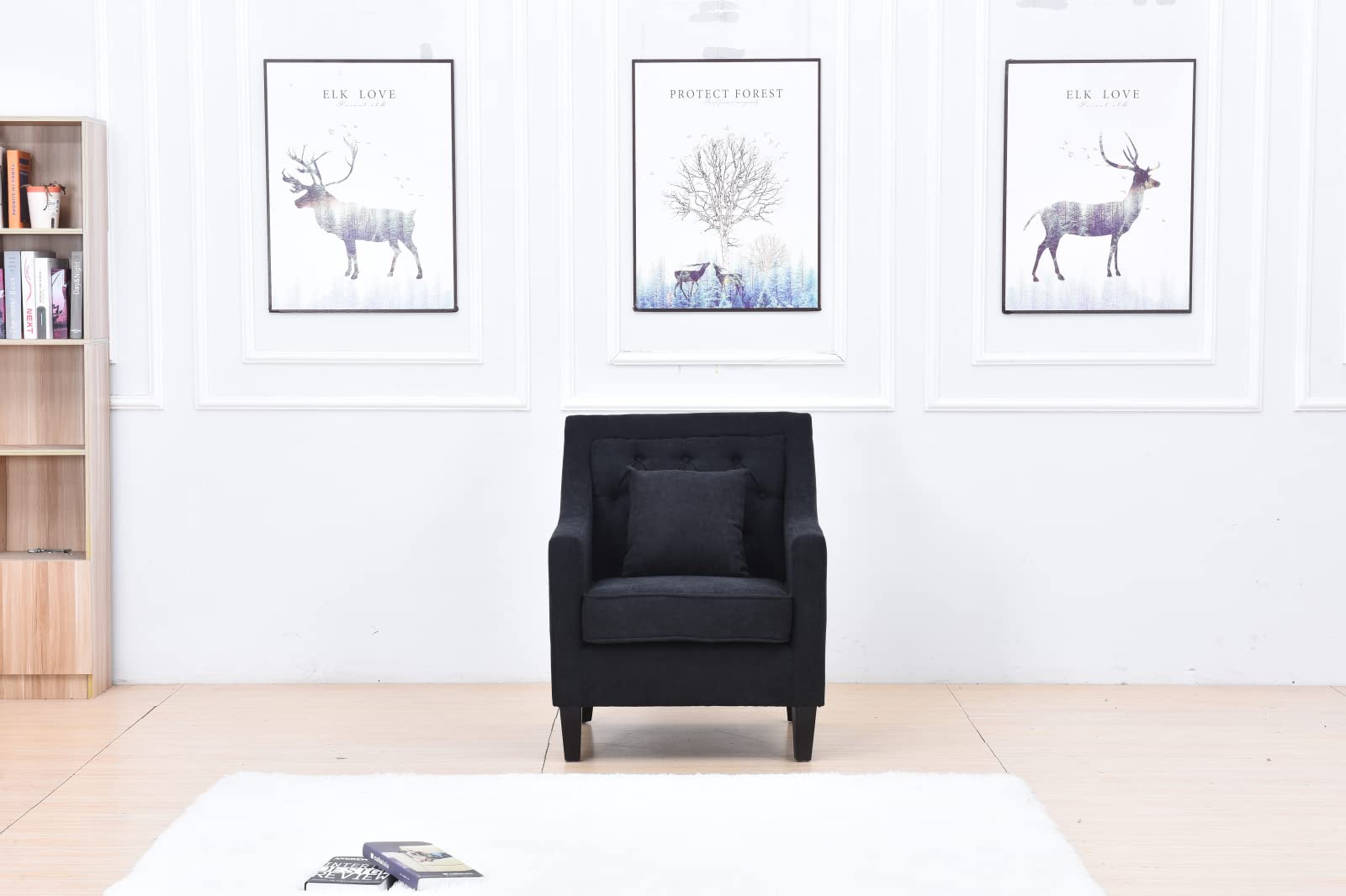 Victoria Accent Chair for Living Room - Modern Black Sofa Chair with Comfortable Cushion, Perfect for Home Decor, Reading Nook & Lounge Area