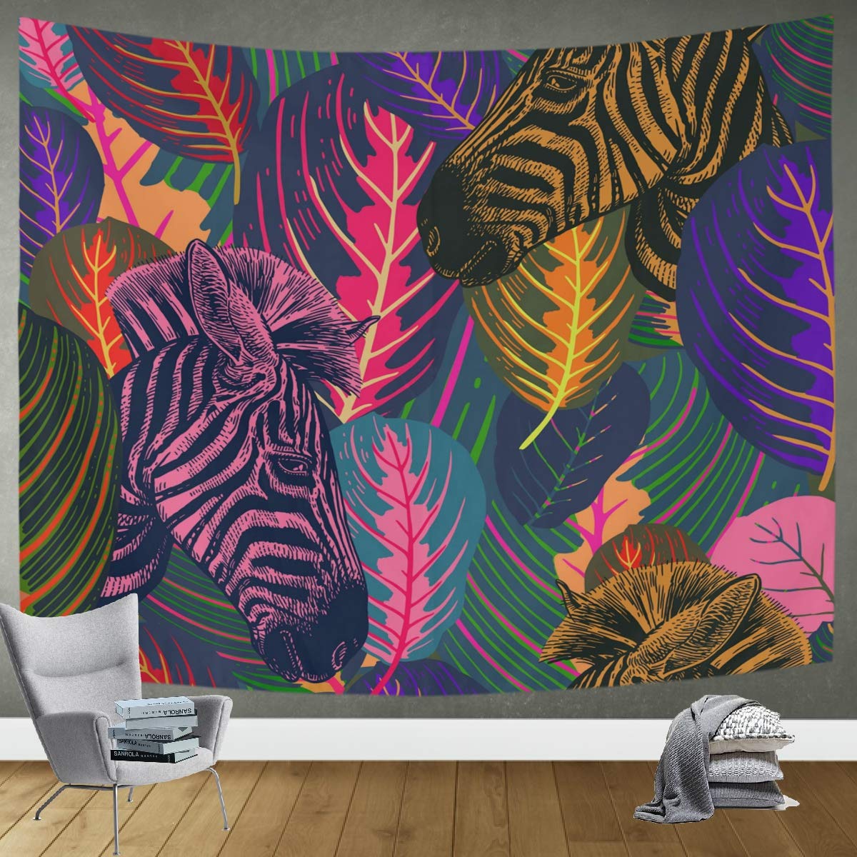 DOMIKING Zebra Print Tapestry Wall Hanging 80x60 Inch - Seamless Pattern Hippie Boho Wall Art Decor for Bedroom, Living Room, Dorm | Perfect for Festival, Yoga Room & Teen Girl Aesthetic