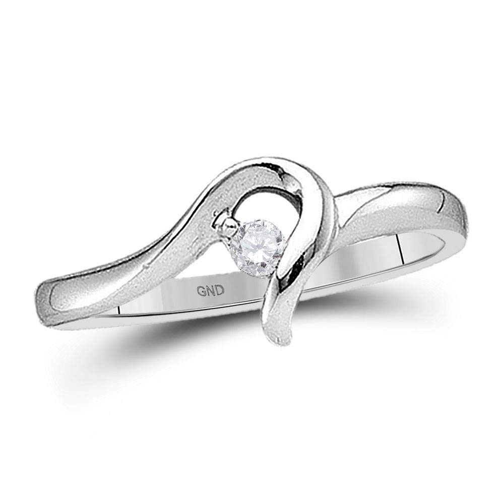 10K White Gold Women's Round Diamond Solitaire Promise Ring - 1/20 CTTW - Perfect for Engagements, Anniversaries & Special Occasions