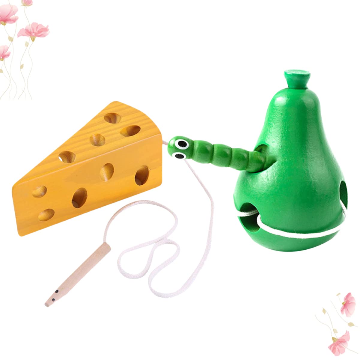 Wooden Threading Cheese Toy for Toddlers - 2 Pack Kids Lacing & Threading Educational Toy - Fine Motor Skills Development for Preschoolers - Perfect for Montessori Learning & Early Childhood Playtime