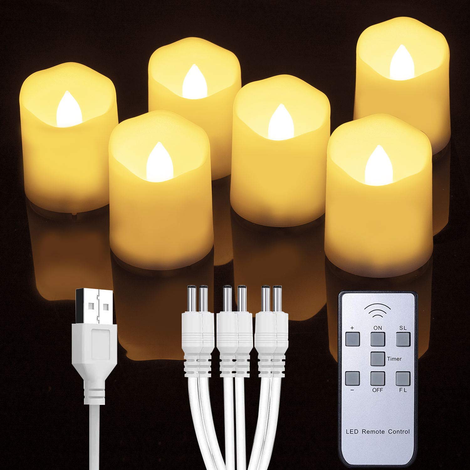 Homemory 6 Pack Rechargeable Flameless Votive Candles with Remote Control & 12 Pack Timer LED Votive Candles - Battery Operated Fake Candles for Home Decor, Wedding Centerpieces, Christmas, Halloween and Party Decorations