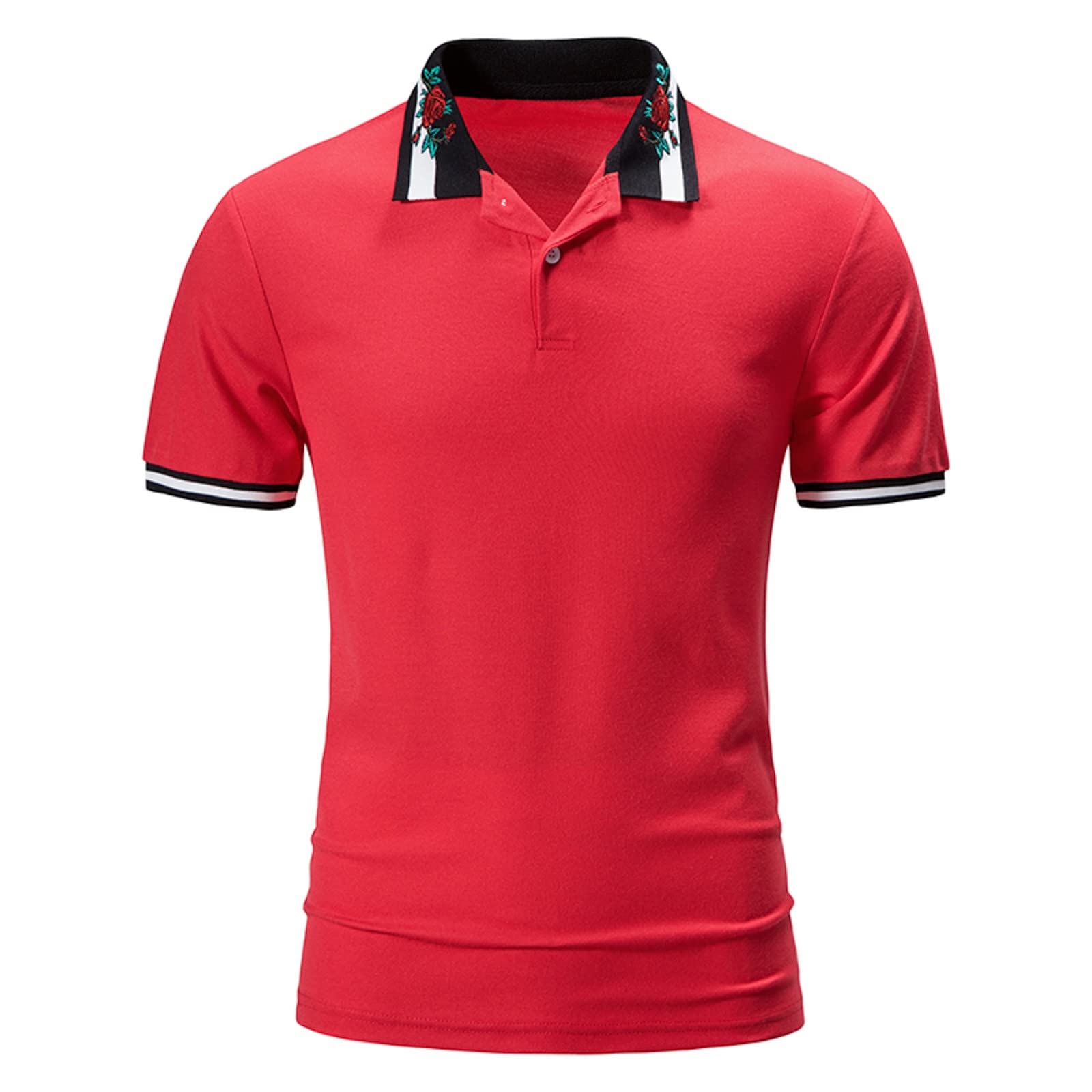 JUNGE Men's Slim Fit Casual Dress Shirt - Contrast Inner Short Sleeve Button Down Shirt for Business & Formal Wear | Perfect for Office, Summer Outings & Special Occasions