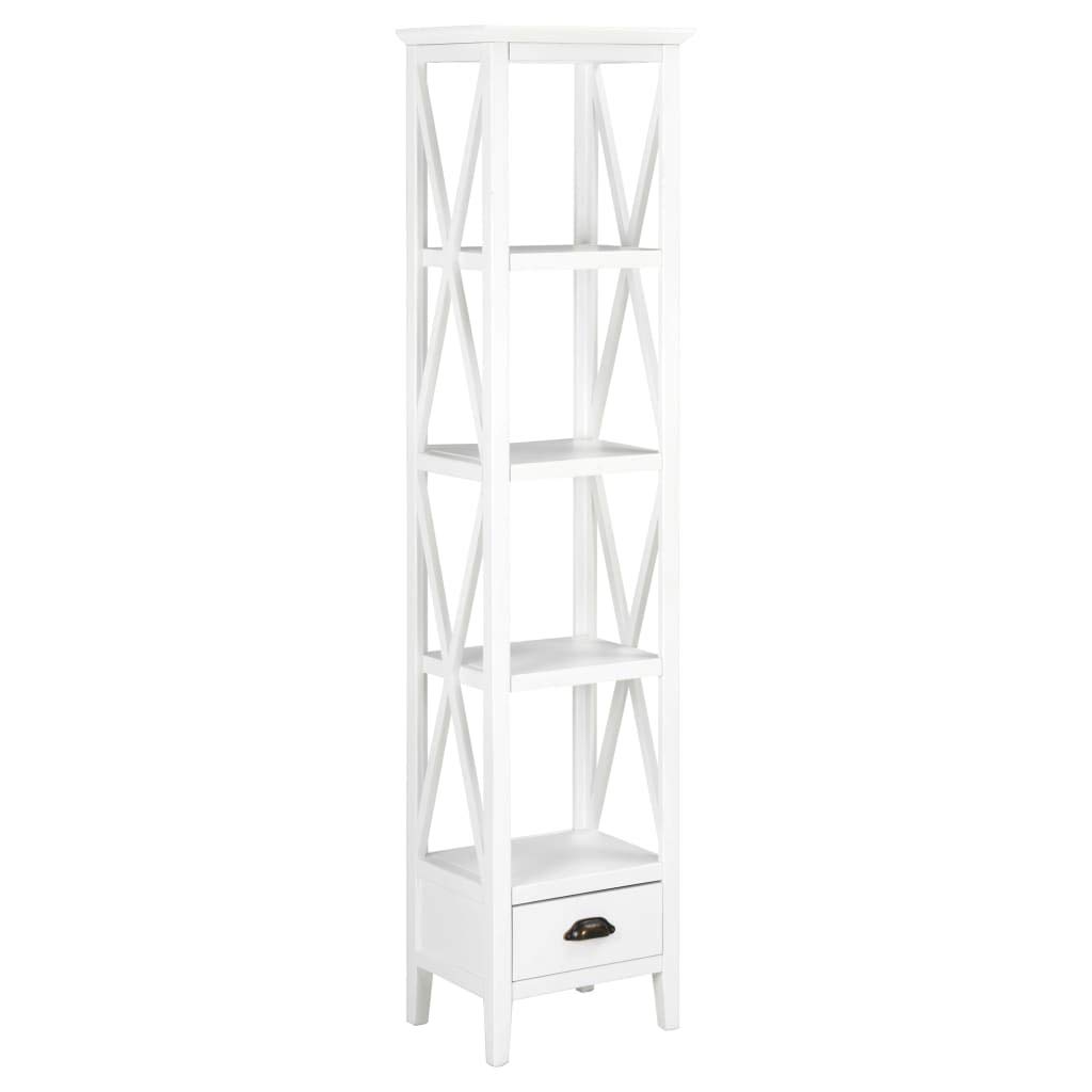 Modern White Open Office Bookshelf - Freestanding Bookcase with 1 Drawer for Home & Office (15.7