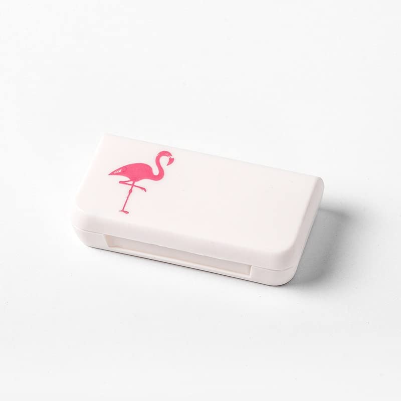 Portable 3-Grid Pill Organizer Box - Mini Travel Medicine Case for Pills & Vitamins - Cute Flamingo Design - Perfect for Daily Use, Travel, and Work