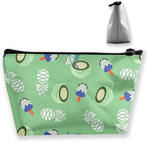 Waterproof Coconut Pineapple Ice Cream Makeup Bag - Mini Travel Cosmetic Pouch for Women & Girls | Perfect for Beach Vacation, Gym, School & Daily Essentials