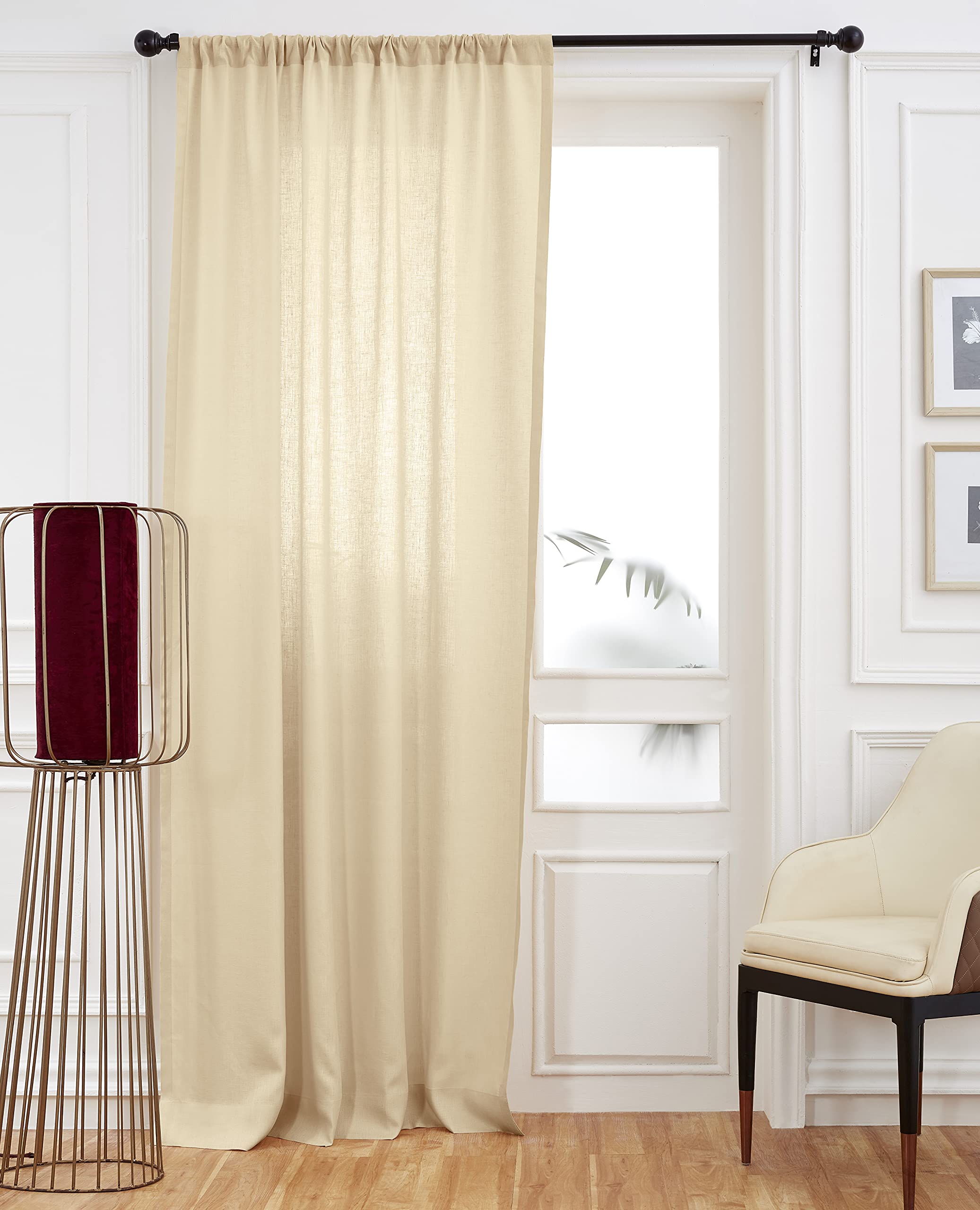 Solino Home 100% Pure Linen Curtains 52x84 Inch - Lightweight Beige Rod Pocket Window Panels, Natural European Flax Fabric for Living Room & Bedroom - Breathable & Eco-Friendly Home Decor