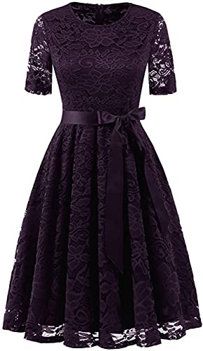Elegant Spring Summer Wedding Guest Dress - Lace Mother of The Bride Dress with Belt & Short Sleeve | Perfect for Formal Occasions, Bridal Showers & Special Events