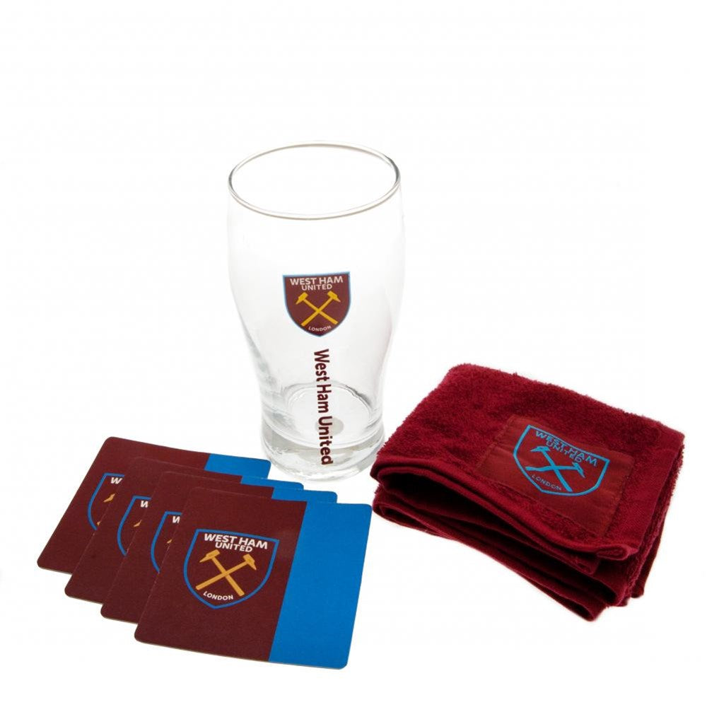 West Ham United Mini Bar Set - Portable Football Themed Drinkware for Home, Office & Game Day Parties - Perfect for Soccer Fans & Gift Giving