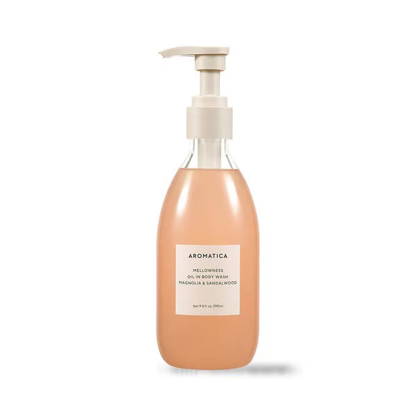 AROMATICA Mellowness Body Wash with Magnolia & Sandalwood - 290ml Moisturizing Shower Gel for Dry Skin | Relaxing Aromatherapy Bath & Shower Essential