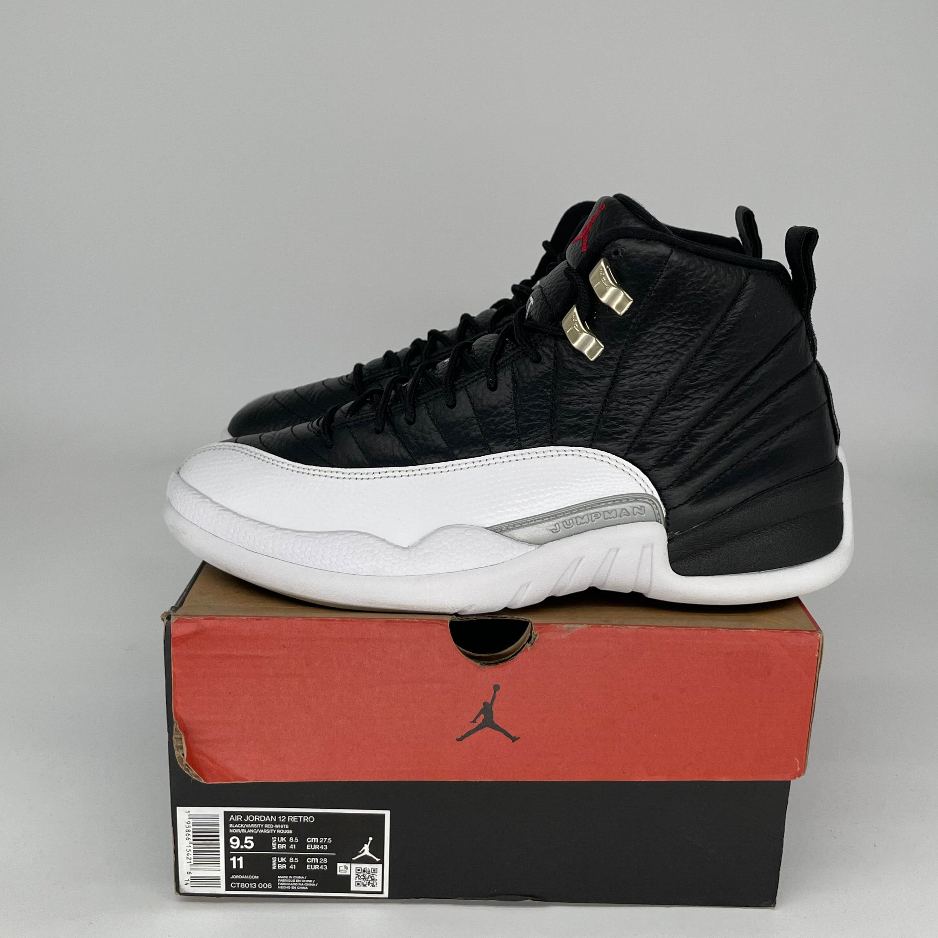 AIR JORDAN 12 PLAYOFFS Basketball Shoes Men's Size 9.5 - Black/Red Retro Sneakers CT8013-006 | Perfect for Basketball Games, Streetwear Fashion & Sneaker Collecting