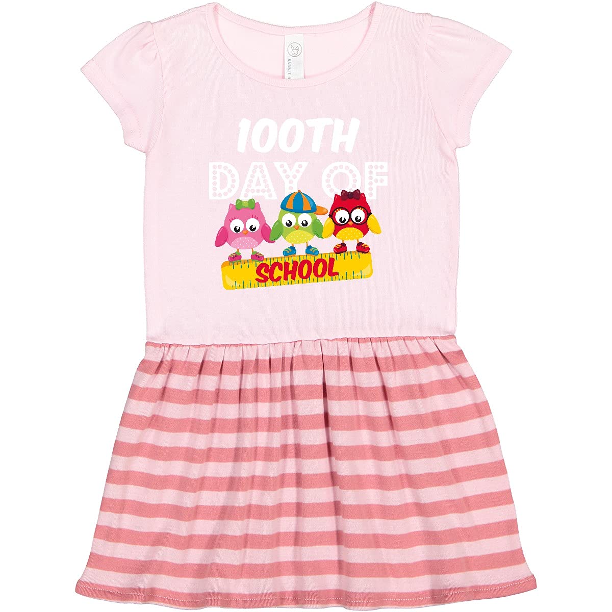 Inktastic 100 Days of School Owl Print Toddler Dress - Cute & Comfortable Outfit for Kids' School Celebration & Special Occasions