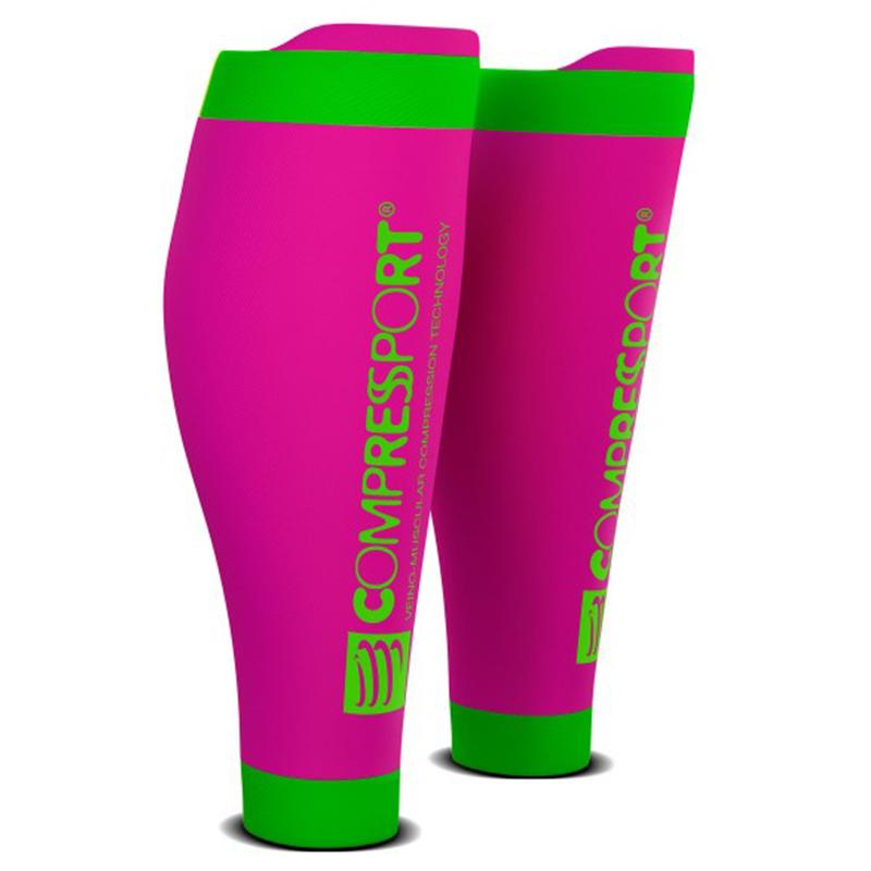 Compressport R2V2 Calf Sleeves - Running & Sports Compression Leg Sleeves for Men & Women (Fluo Pink, R2V2 FL3430) - Improve Performance & Recovery for Marathon, Cycling & Workouts
