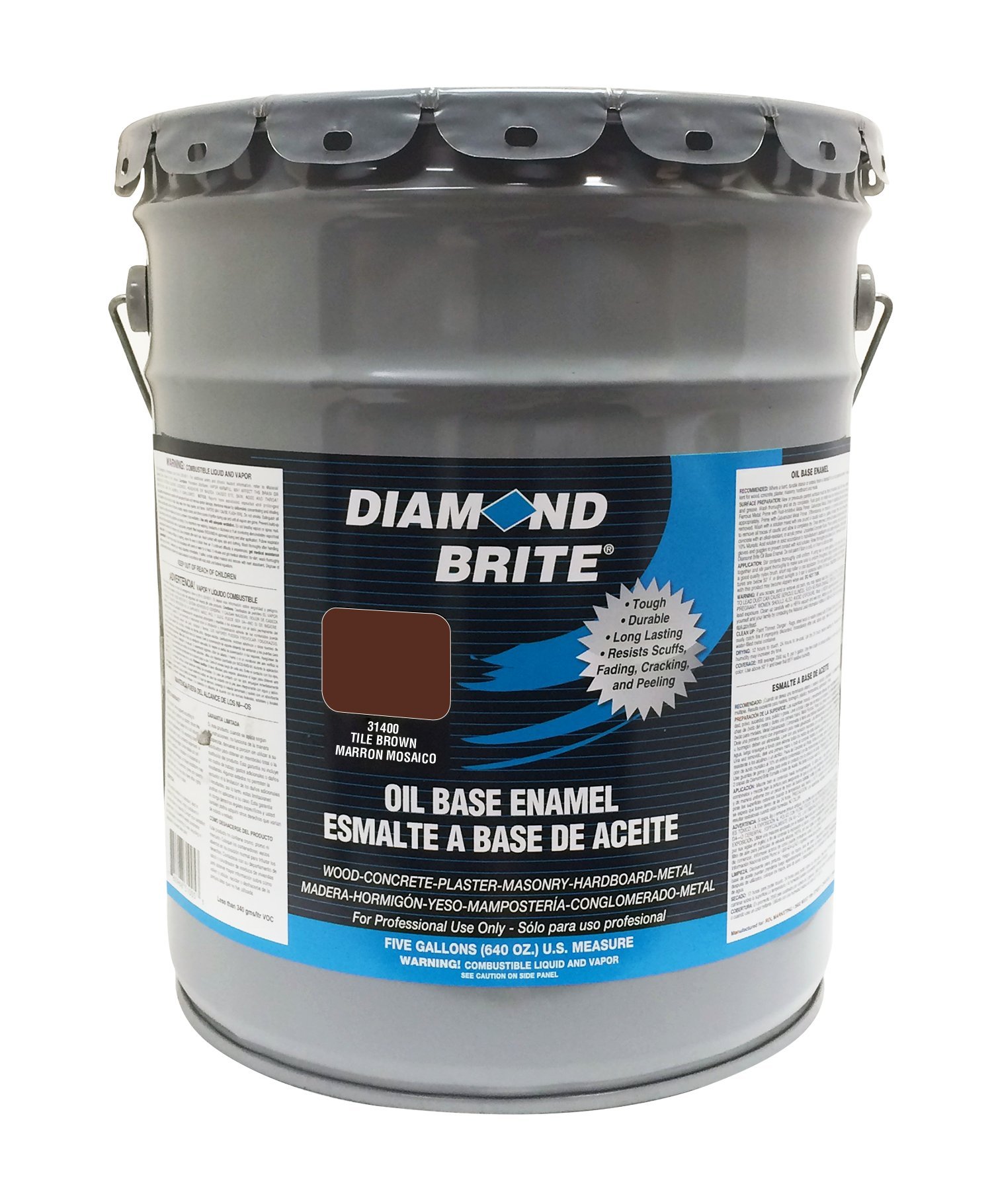 Diamond Brite Paint 31400 5-Gallon Oil-Based All-Purpose Enamel Paint in Tile Brown - Ideal for Interior Walls, Furniture, Cabinets & DIY Home Projects