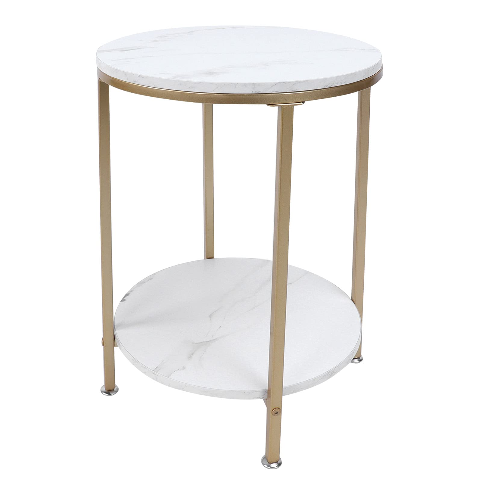 ZCYYL 2-Tier Round End Table - Modern Coffee Table & Nightstand for Living Room, Bedroom | Stylish Side Table for Sofa, Snack Table & Bedside Use