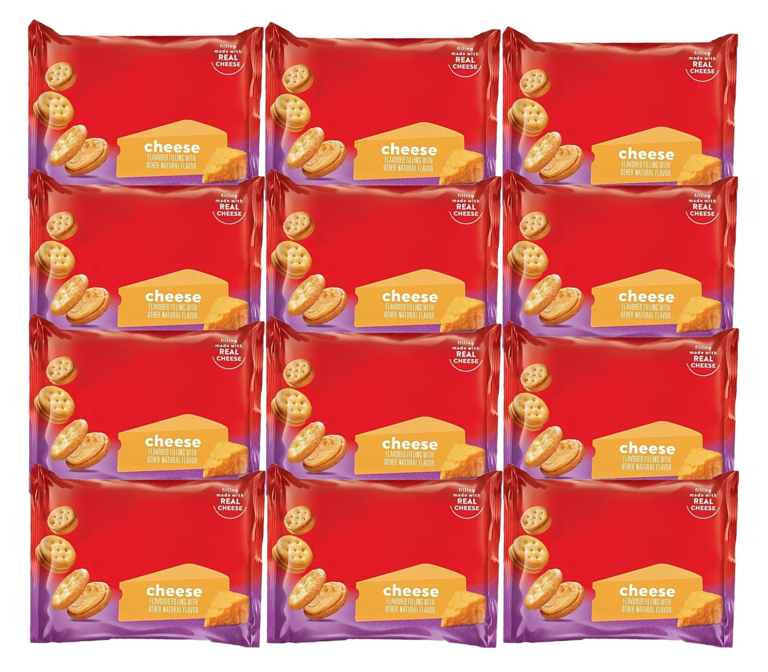 Cheese Cracker Sandwiches - Bite Size Snacks (12 Pack, 1 oz Each) | Perfect for Lunch Boxes, Office Snacks & On-the-Go Treats