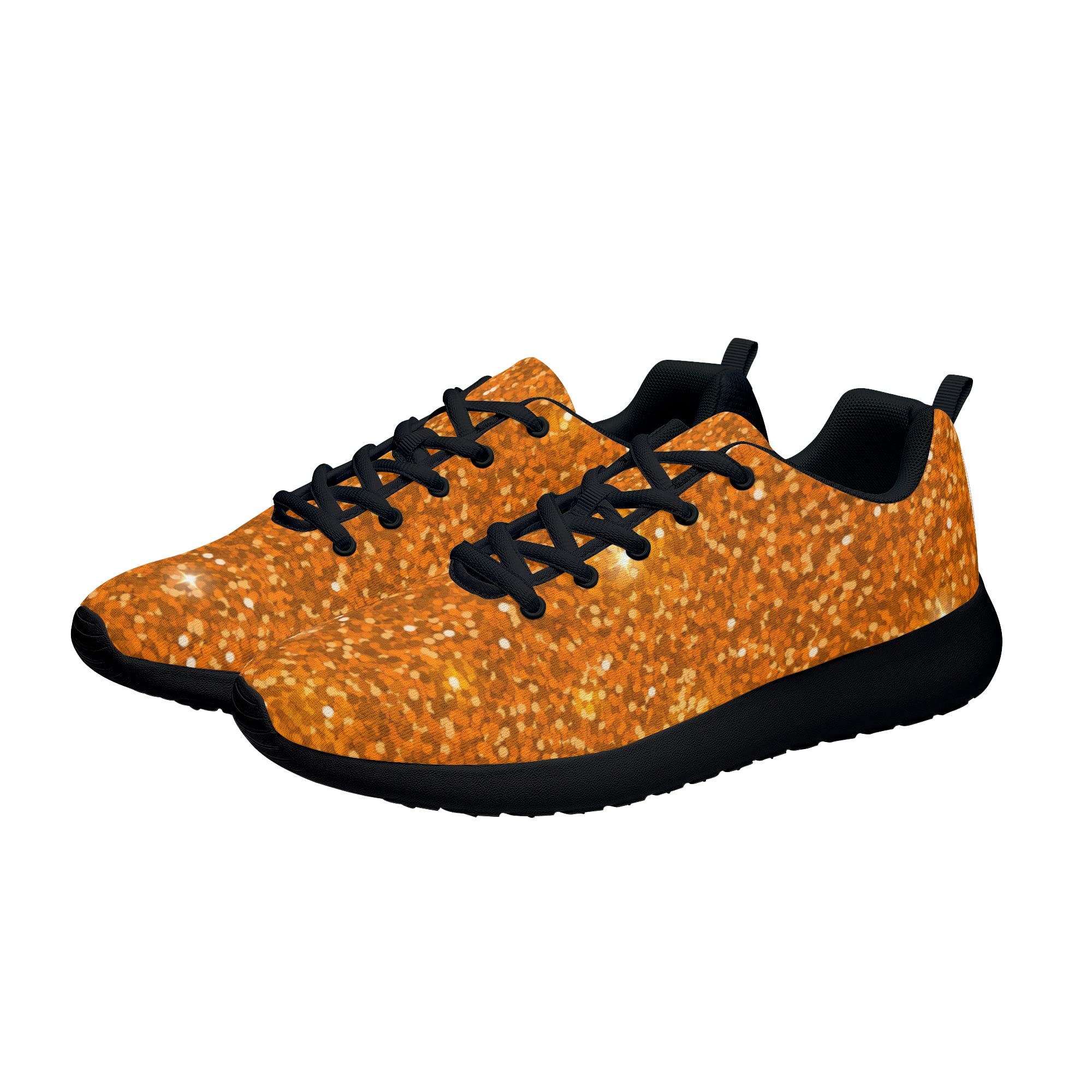 Orange Glitter Running Shoes for Women & Men - Lightweight Breathable Sneakers for Walking, Jogging, Gym & Outdoor Sports - Perfect Gift for Athletes & Fitness Enthusiasts