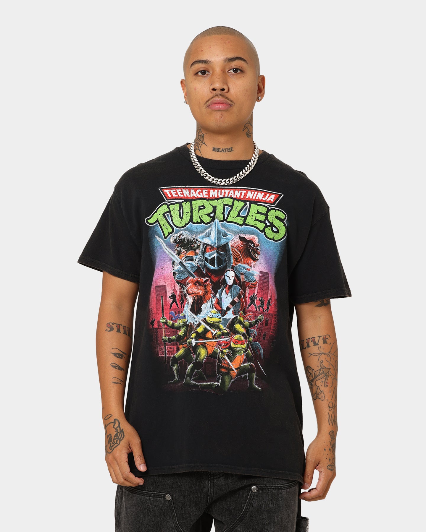 Vintage Teenage Mutant Ninja Turtles Graphic T-Shirt - Retro TMNT Black Cotton Tee for Men & Women - Perfect for Casual Wear, Cosplay, and Comic Book Fans