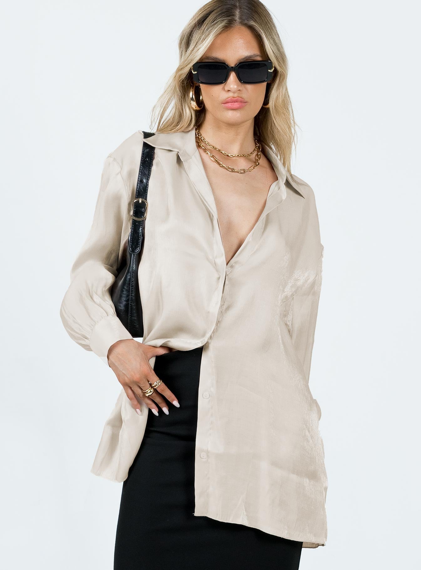Beecham Women's Elegant Champagne Shirt Dress - Perfect for Office, Casual Outings & Special Occasions