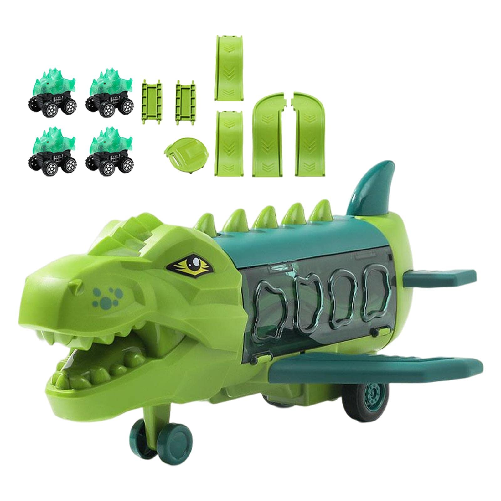 Menolana Dinosaur Plane Carrier Toy Set with 4 Dino Cars & Sliding Track - Interactive Dinosaur Transport Playset for Kids, Boys & Girls - Perfect for Birthday Gifts, Pretend Play & Adventure Scenes