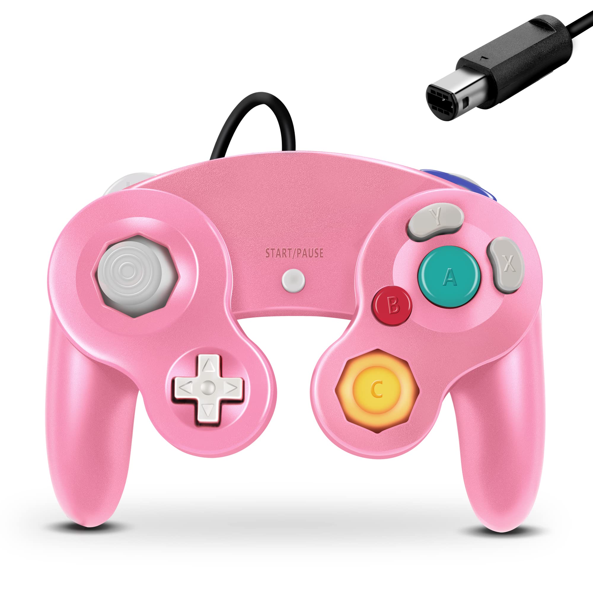 FIOTOK Classic Wired Gamecube Controller for Nintendo Wii & Gamecube - Pink | Perfect for Super Smash Bros, Mario Kart & Retro Gaming Sessions