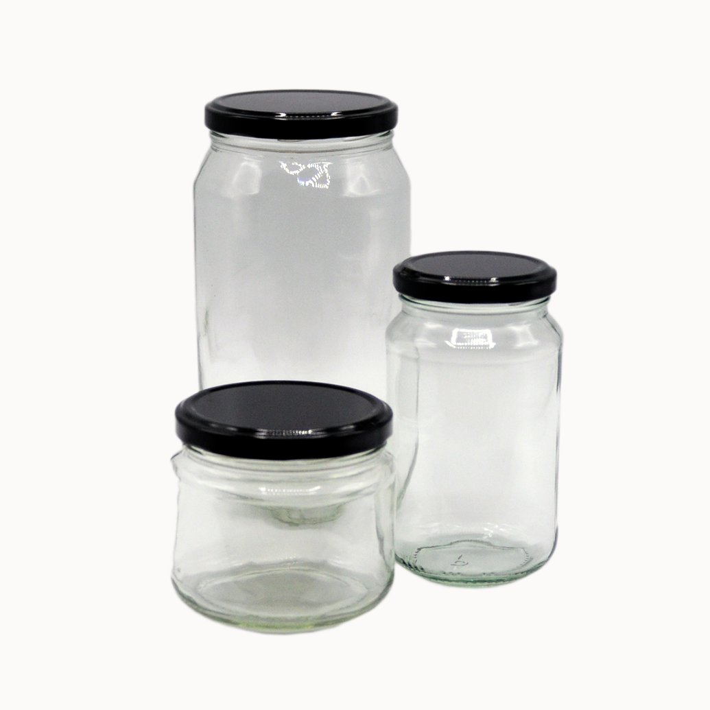 Airtight Food Storage Jars with Black Lids - 16oz Glass Containers for Kitchen Pantry Organization, Dry Food Storage, Coffee Beans, Spices & Meal Prep - BPA Free & Leakproof