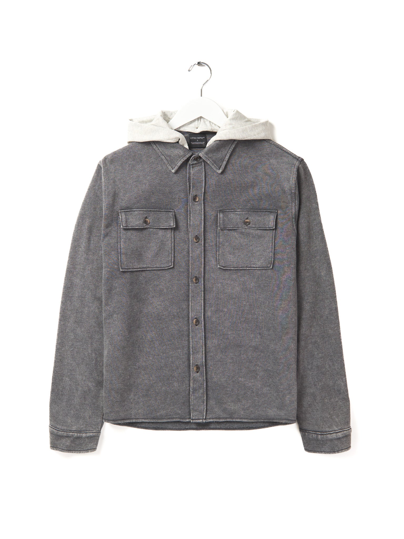 Lightweight Hooded Shacket for Men & Women - Charcoal Wash | Casual Outerwear for Fall & Winter Layering