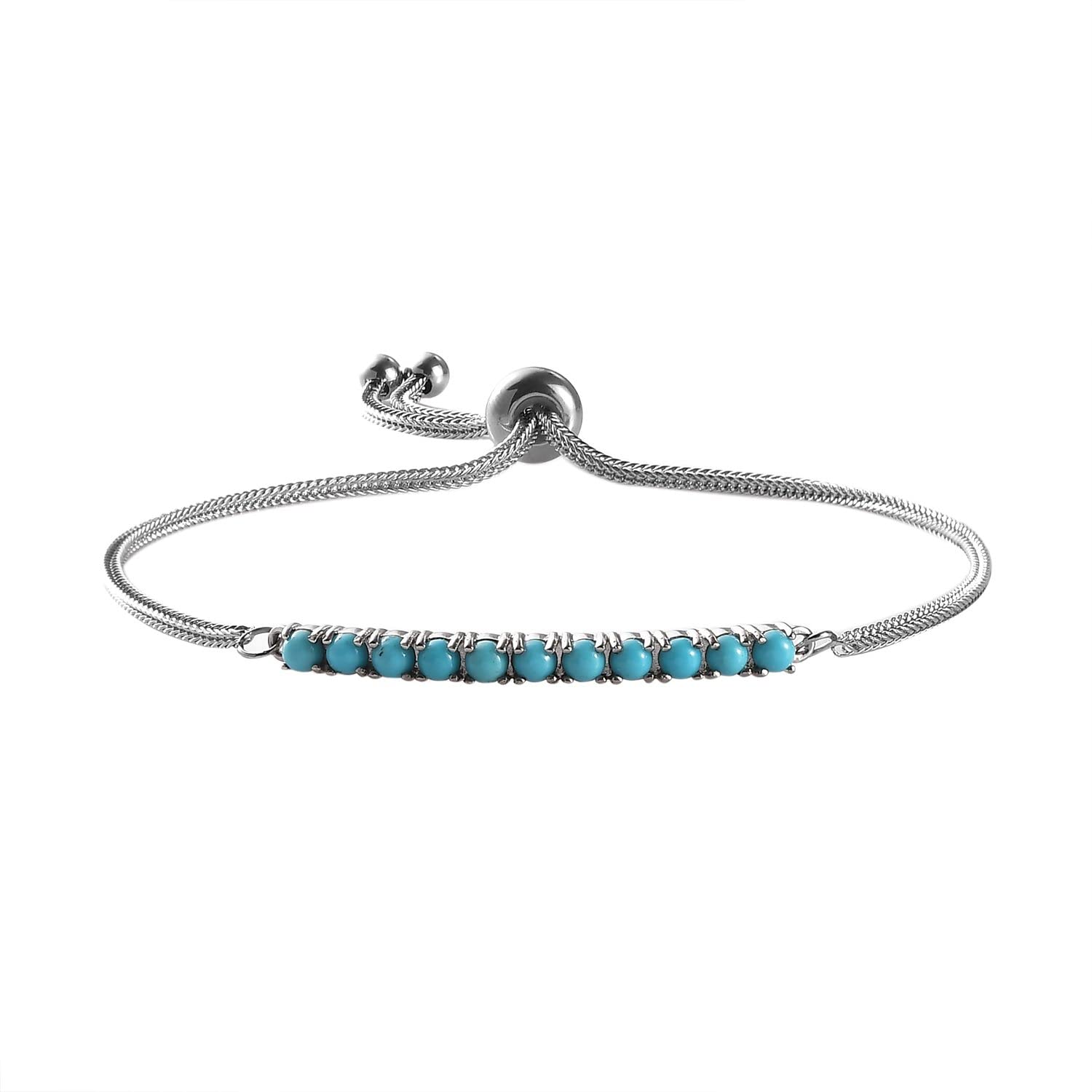 SHOP LC Genuine Gemstone Stainless Steel Bolo Bracelet for Women - Adjustable Fashion Jewelry - Perfect Graduation Gift, Birthday Present & Everyday Wear