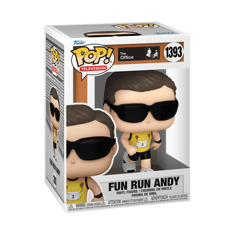Funko Pop Television: Fun Run Andy (The Office) #1393 with Protector Case - Collectible Vinyl Figure for Fans, Display & Home Decor