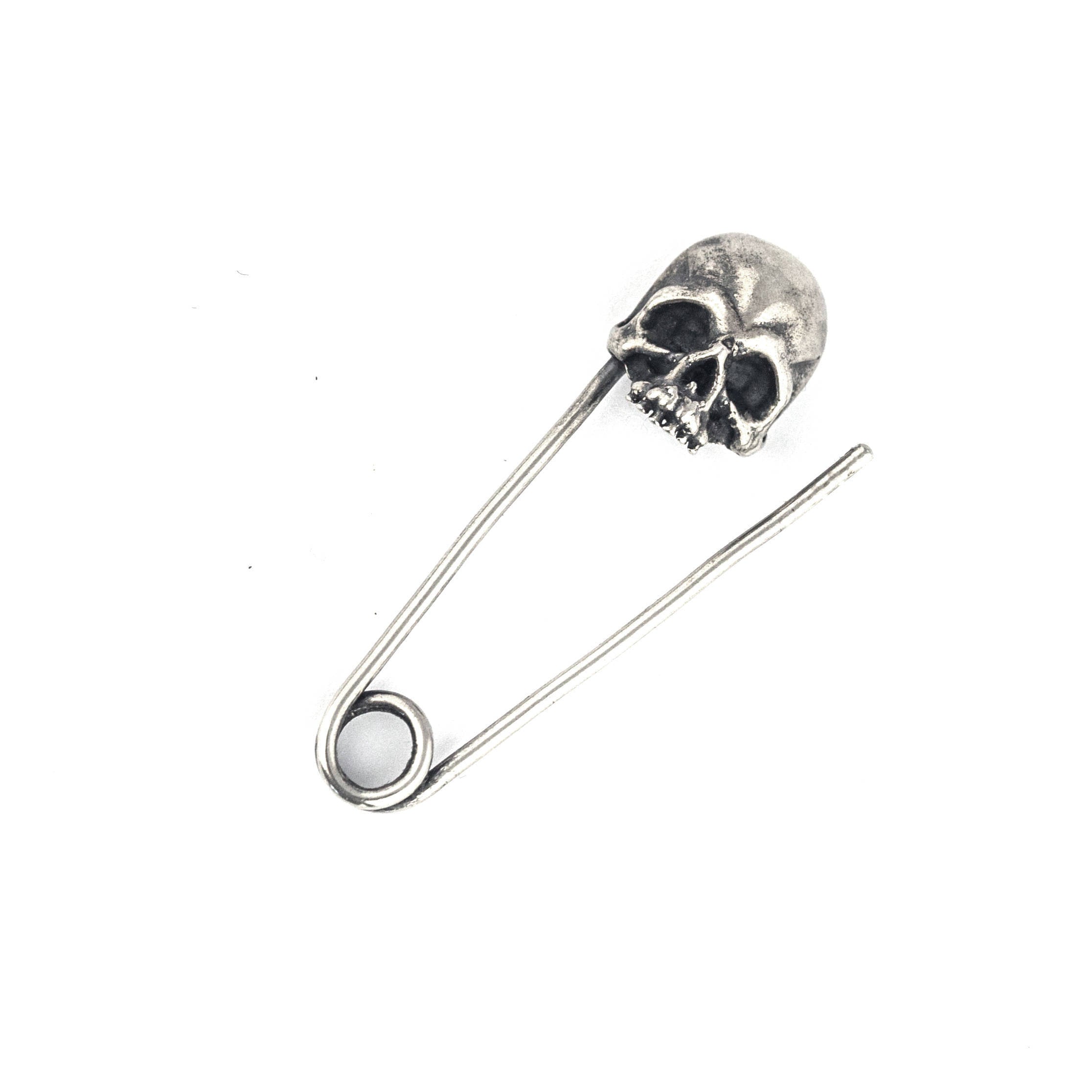 Gothic Skull Safety Pin Earrings for Women - Punk Rock Stud Earrings for Cartilage, Helix, Lobe Piercing - Perfect for Halloween, Concerts & Alternative Fashion