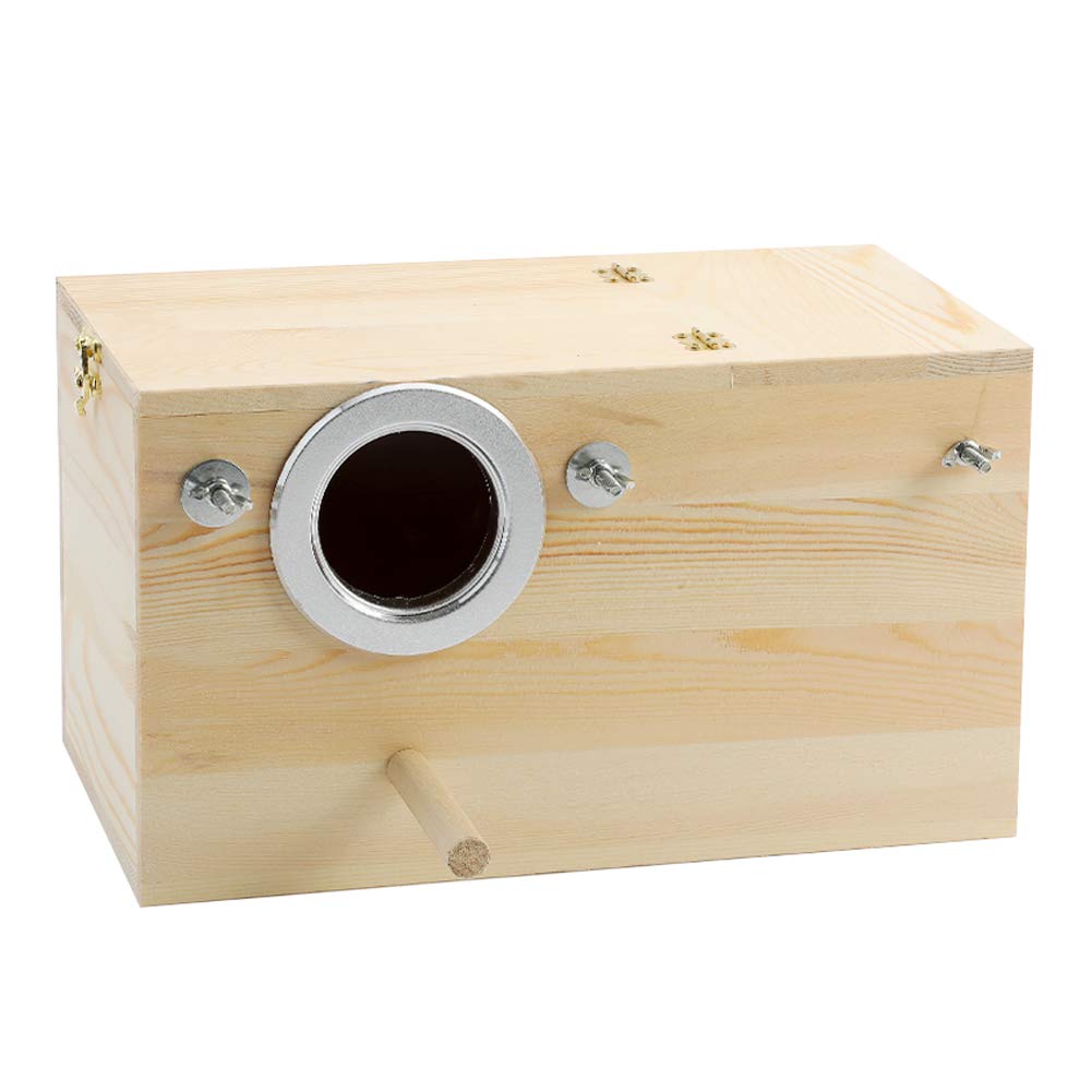 Premium Pine Wood Parakeet Nest Box - XL Size Bird House for Budgies, Lovebirds, Cockatiels & Parrotlets | Safe Breeding & Mating Shelter | Perfect for Aviaries, Bird Cages & Outdoor Use