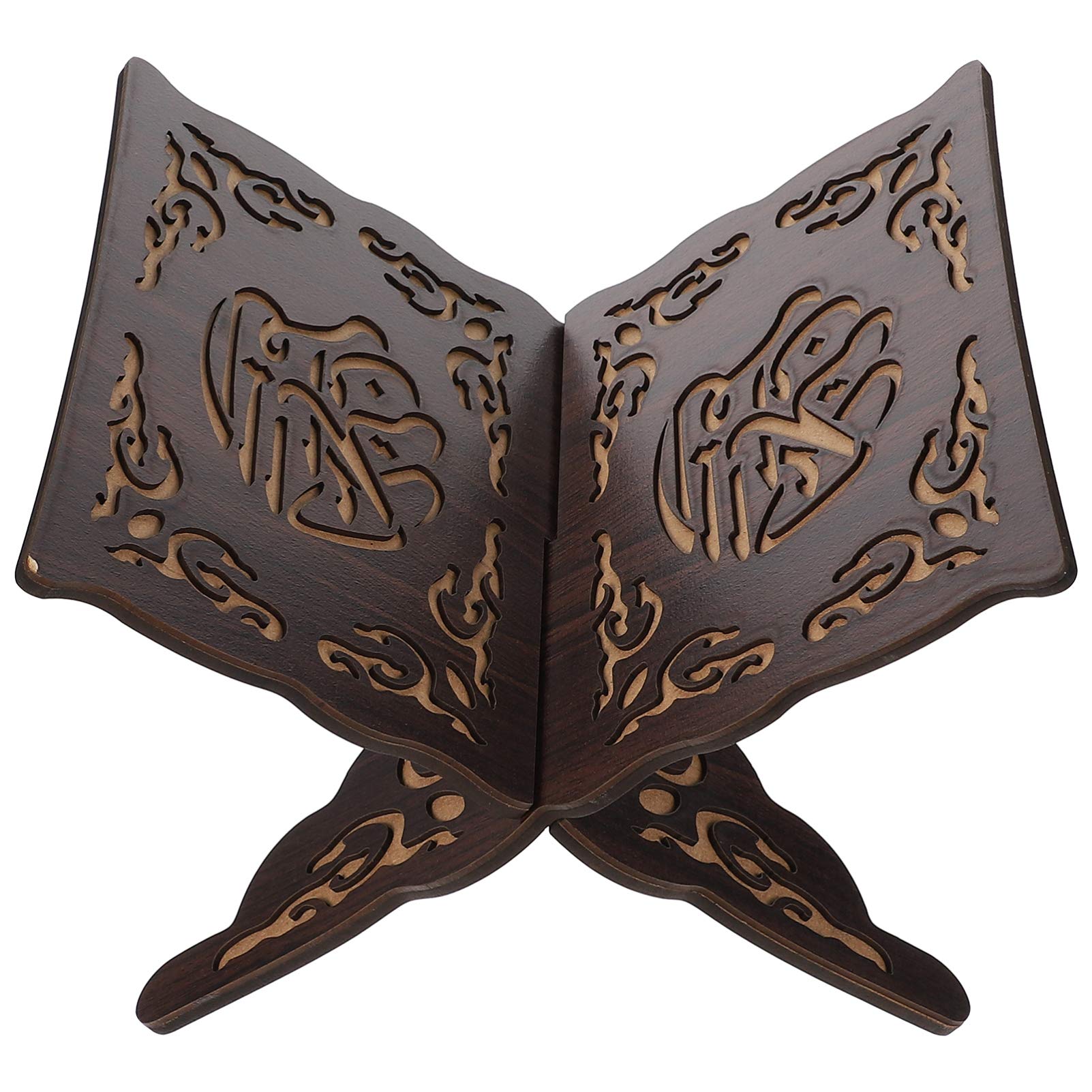 Wooden Quran Stand Foldable - Eid Prayer Book Rack for Ramadan & Bible Display (Black) - Home & Mosque Use