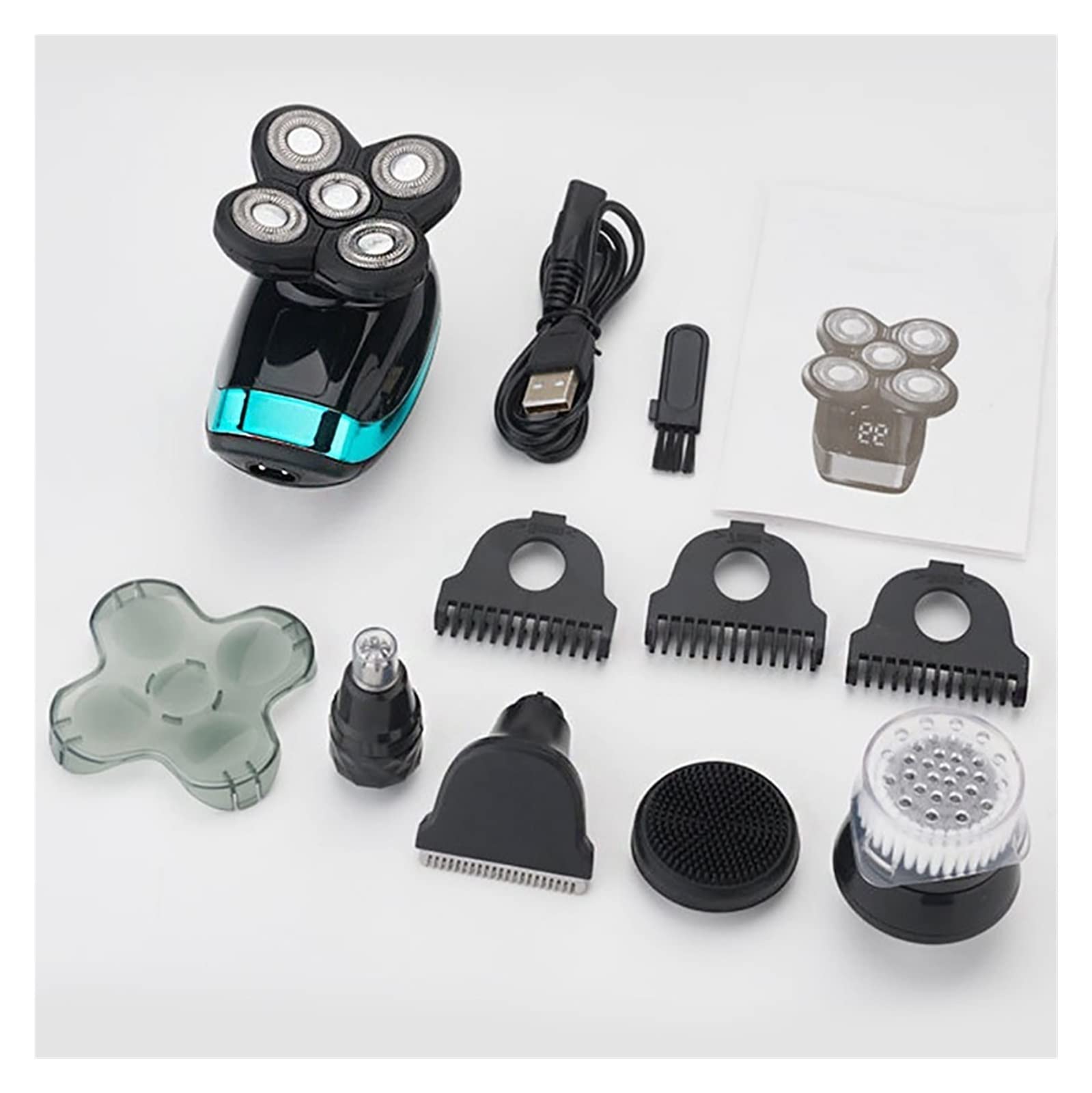 5-in-1 Electric Razor for Men - Waterproof Beard Trimmer & Hair Clipper Shaver | Bald Head Shaving Machine & Grooming Kit for Home & Travel Use