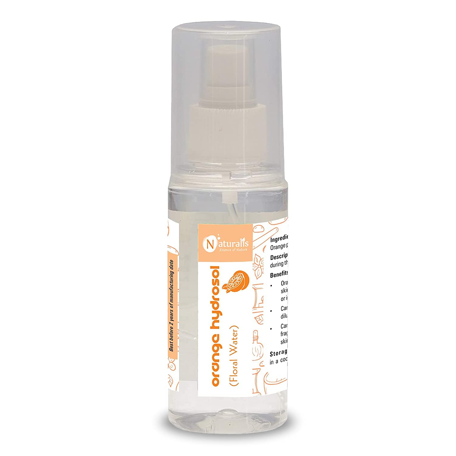 Naturalis Essence of Nature Orange Water Hydrosol Mist Spray - Organic Facial & Body Toner for Skin Hydration, Aromatherapy & Makeup Setting | Perfect for Daily Skincare, Yoga & Travel