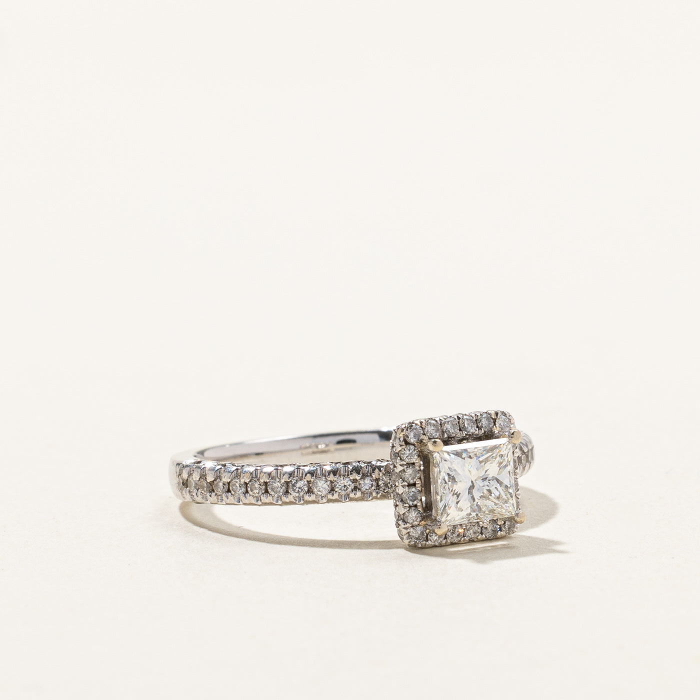 1.5ct Princess Cut Diamond Halo Engagement Ring 14K White Gold Size 7.25 - Perfect Proposal Gift for Anniversary & Wedding