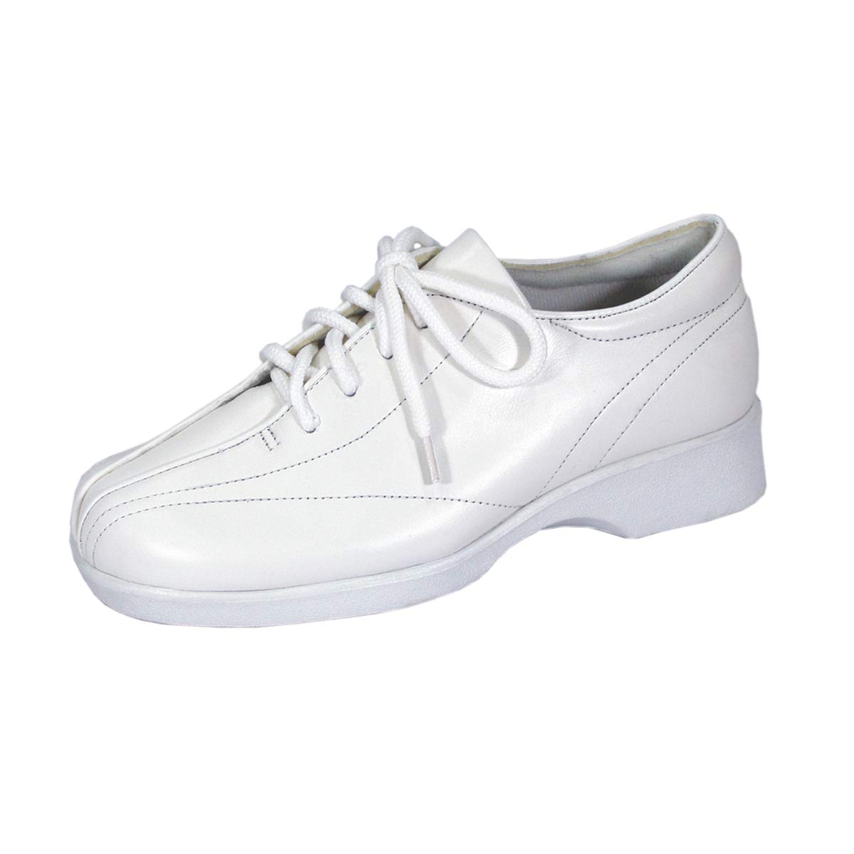 24 Hour Comfort Norma Women's Wide Width Cushioned Leather Lace Up Sneakers - Breathable Walking Shoes for Work, Travel & Everyday Wear