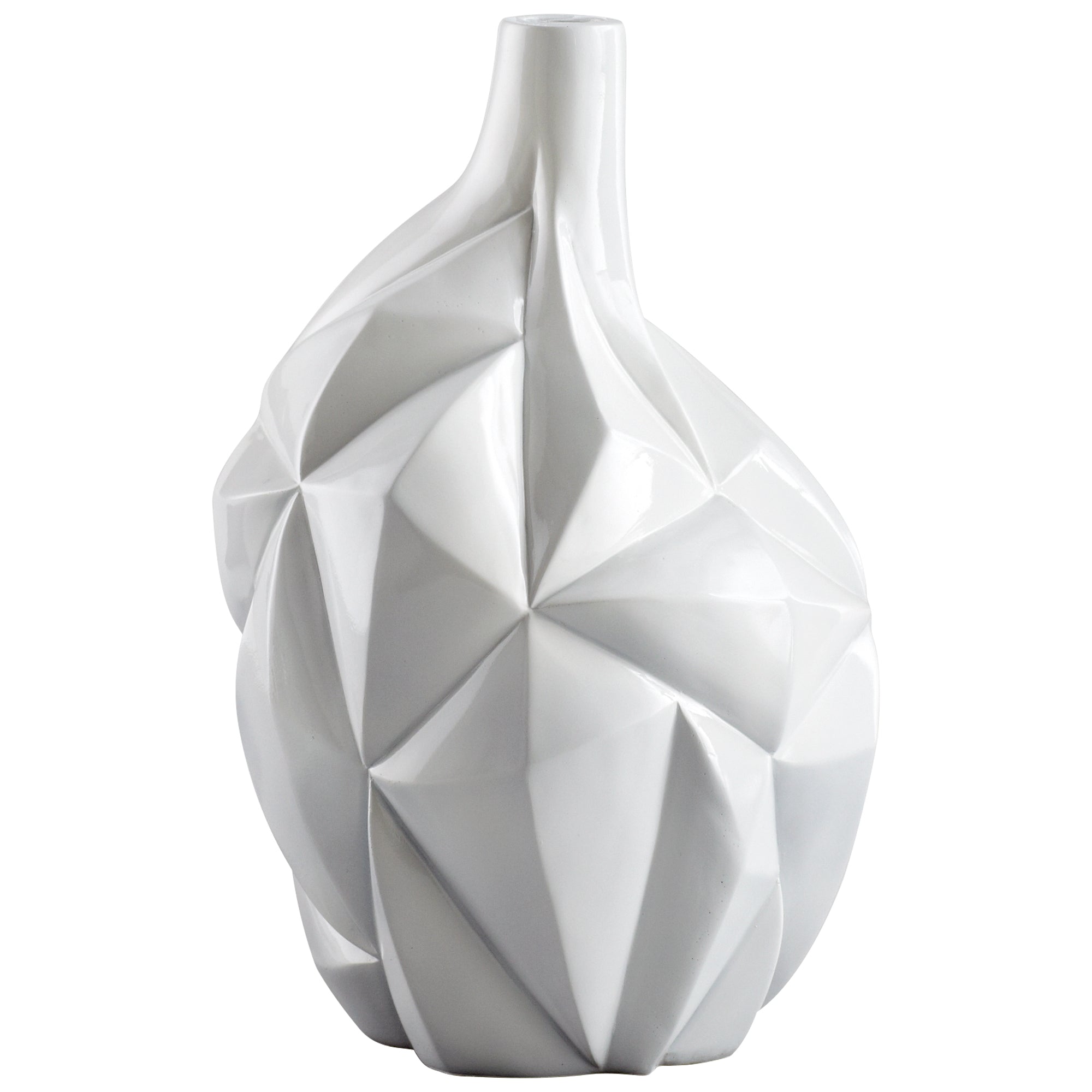 Cyan Design 05002 Glacier Vase - Glossy White Ceramic Small Decorative Vase for Home Decor, Wedding Centerpieces & Floral Arrangements