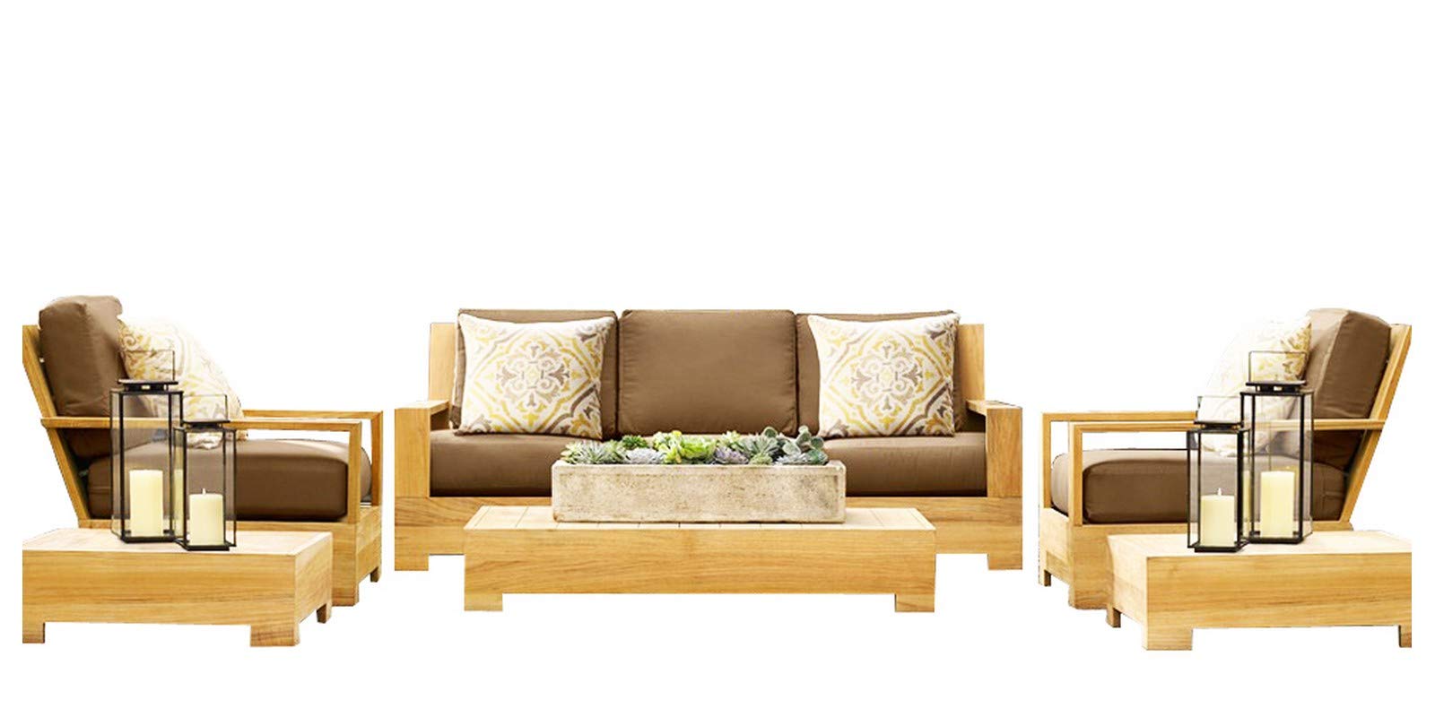 Premium Outdoor Sunbrella Fabric Custom Cushions for Level 6-Piece Sofa Set - 1 Sofa (3-Seater), 2 Lounge Chairs & 1 Ottoman (Cushions Only) #12LV6CS - Perfect for Patio, Deck, Poolside & Garden Furniture Comfort
