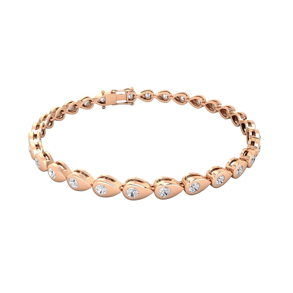 1.89 Ct Certified Moissanite Pear Shape Tennis Bracelet for Women - 14K Solid Gold DE-VS1 Clarity Bridal Jewelry - Perfect for Weddings, Anniversaries & Special Occasions