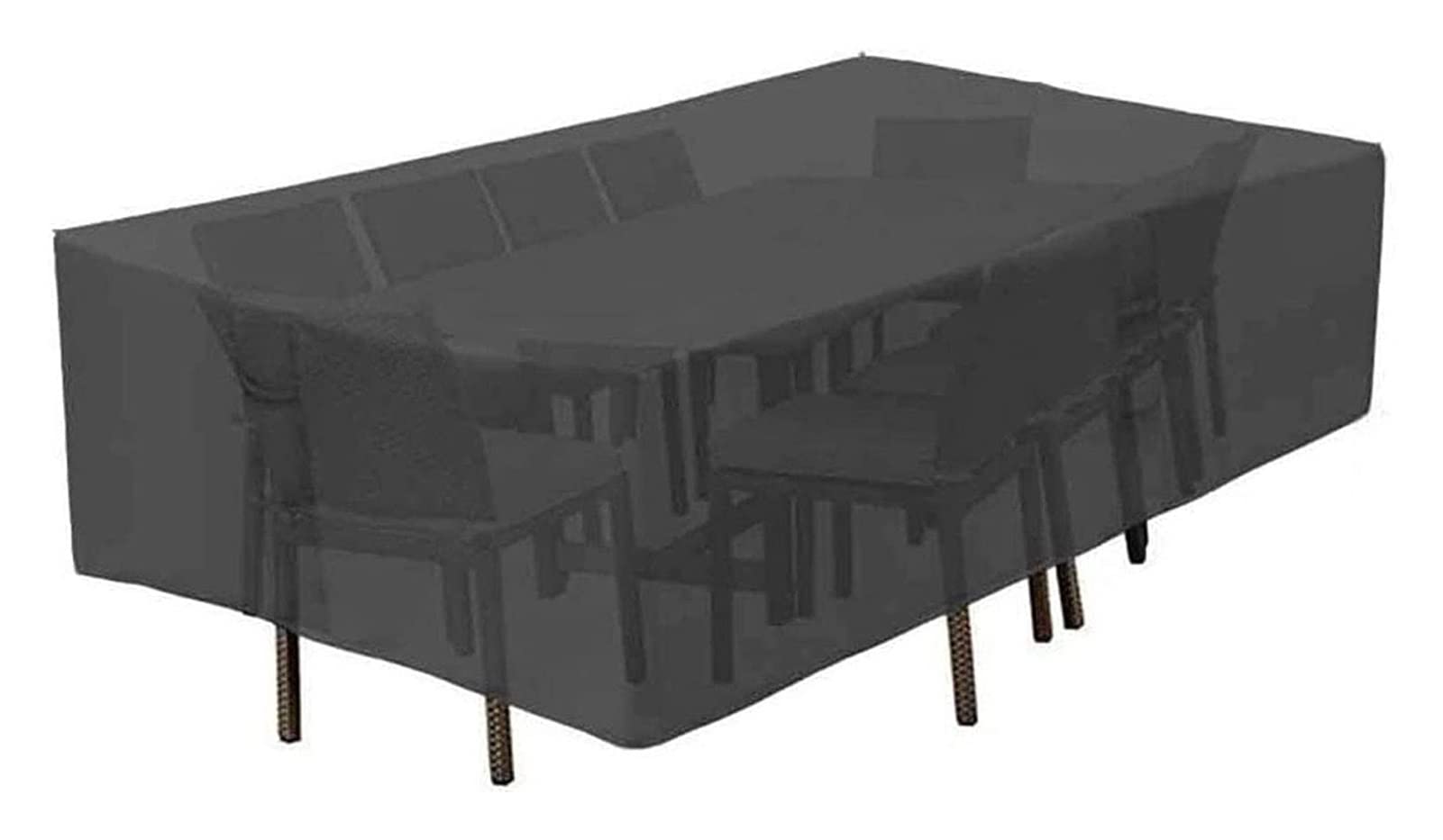 **WARRIO Waterproof Windproof Patio Furniture Covers 250x250x90cm - Heavy Duty Outdoor Garden Sofa Set Cover, UV Resistant, Anti-Freeze, Durable Tarpaulin (Black, 325x208x58cm) - Perfect for Backyard, Deck, and Poolside Protection**