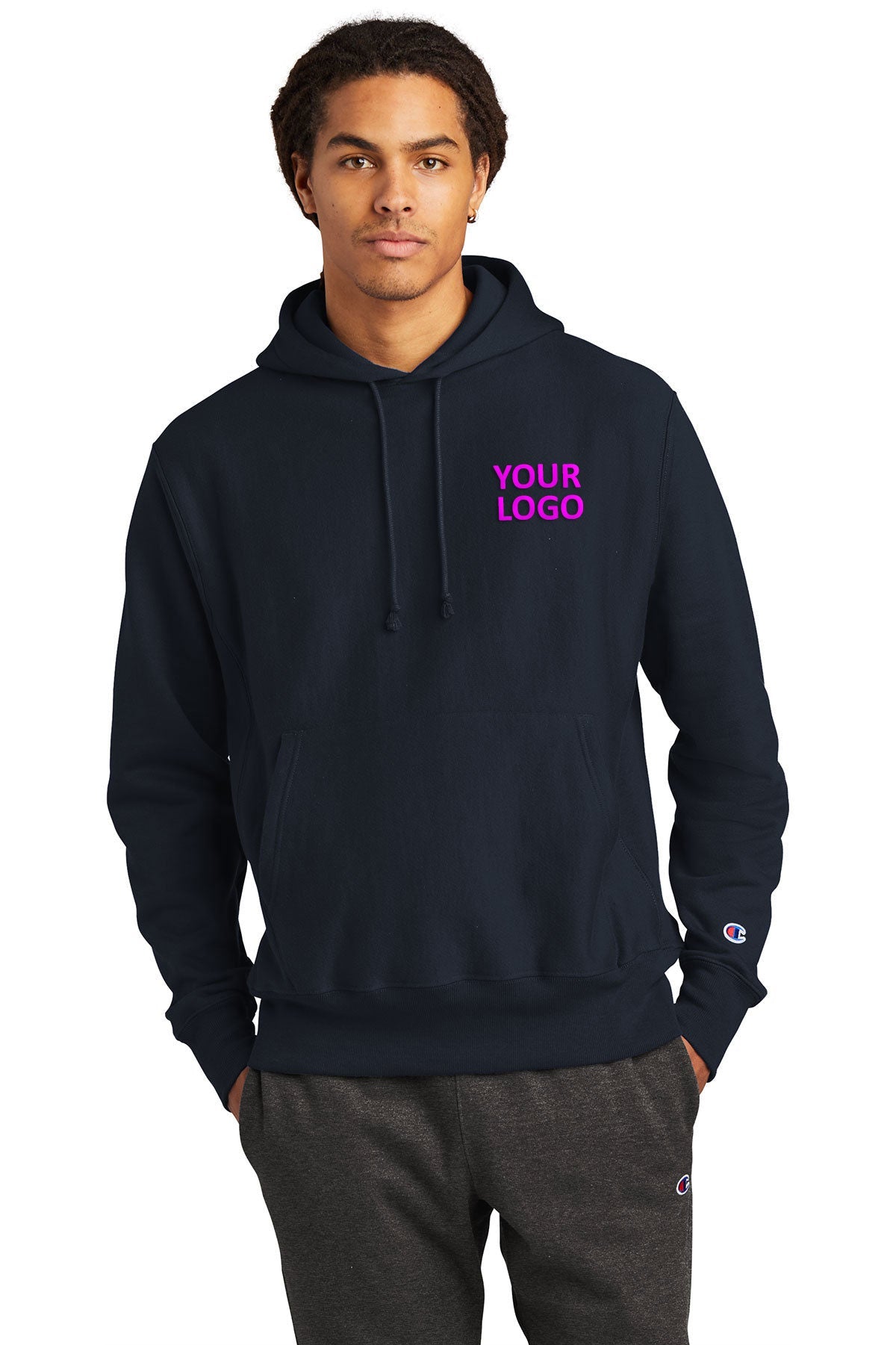 Champion Reverse Weave Hooded Sweatshirt for Men & Women | Navy Blue Pullover Fleece Hoodie | Gym, Casual Wear & Outdoor Activities