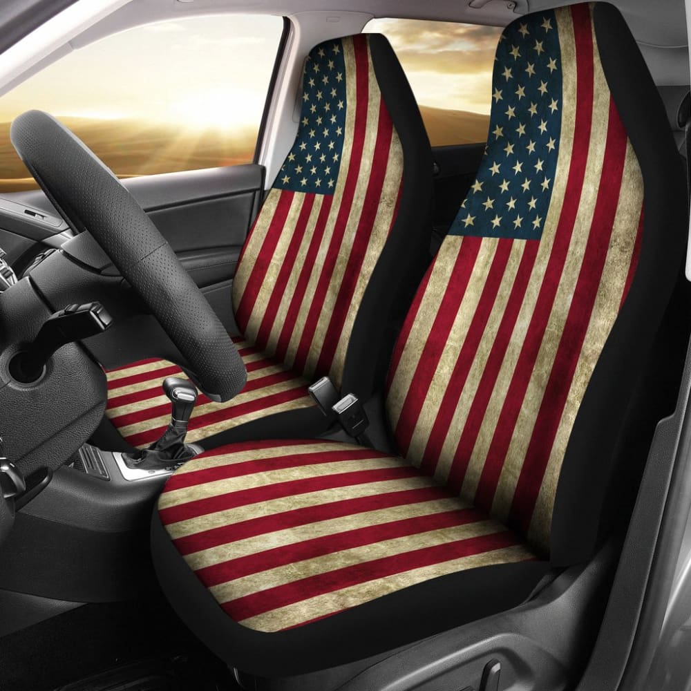 American Flag Car Seat Covers - Patriotic USA Design for Trucks & SUVs - Durable Front Seat Protectors for Road Trips & 4th of July Decor