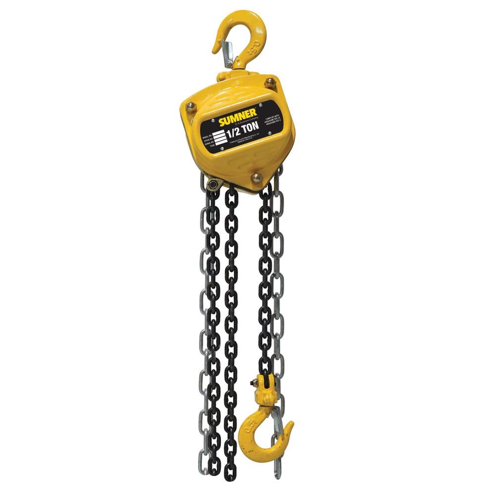 Southwire Sumner 787559 1/2 Ton Capacity Chain Hoist with 15 ft. Lift - Heavy Duty Lifting Equipment for Construction, Warehouse & Industrial Use